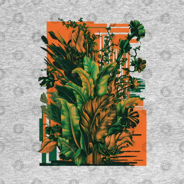 Plant pattern green and orange by craftydesigns